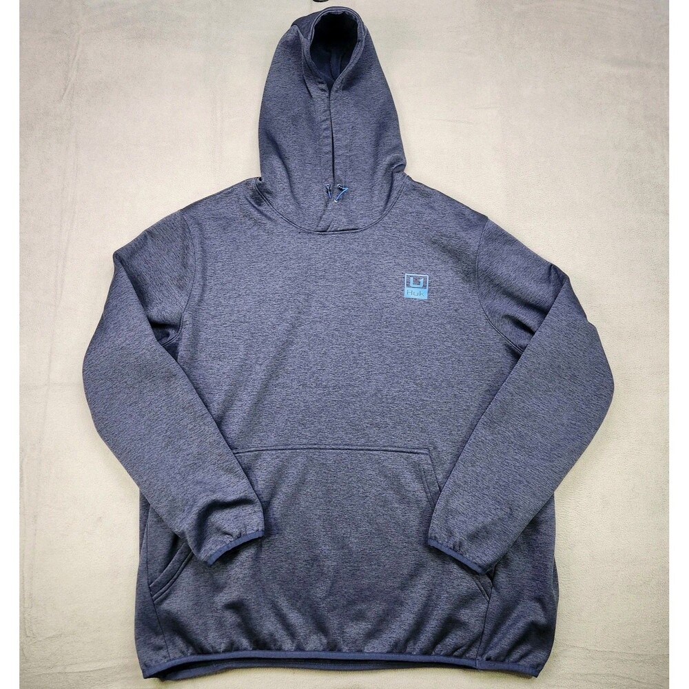 Huk Coldfront+ Performance Hoodie Mens 2XL Pullover Fishing Blue Water Repellent